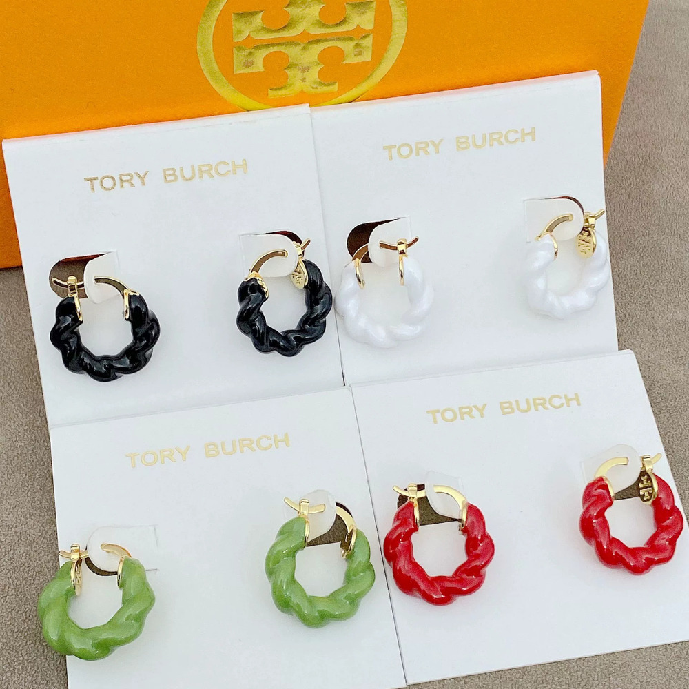 Tory Burch Geometric Spiral Enamel Earrings